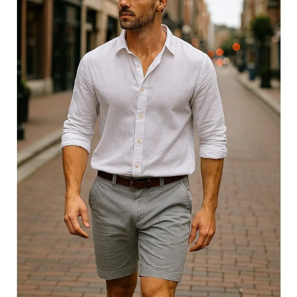 Men's Gray Chino Shorts by Jachs New York Summer Travel Casual Sz. 34